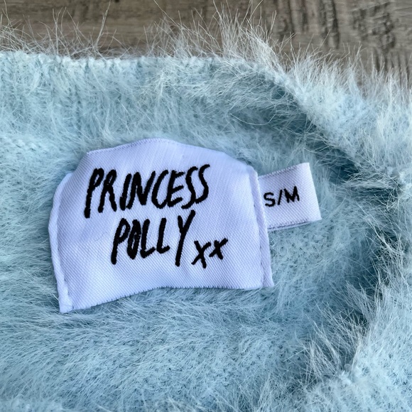 Princess Polly Fuzzy Sweater Cardigan Button Down Stretchy Light Blue SZ S/M - Picture 3 of 9